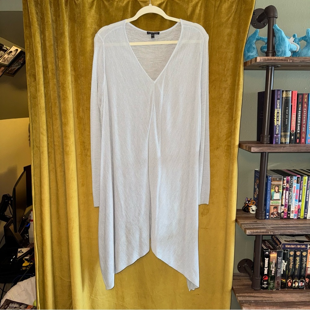 Eileen Fisher Sheer White V-Neck Tunic
